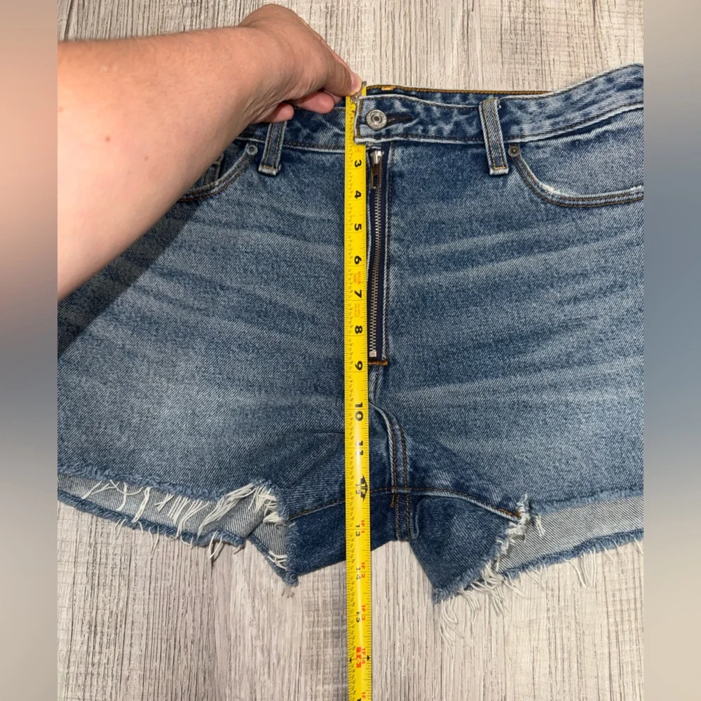 NWT Abercrombie & Fitch Annie High Rise Short 100%cotton 29/8Zipper Cut Off Blue - Picture 8 of 14